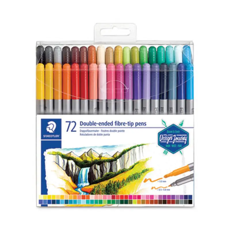 Double Ended Markers, Assorted Bullet Tips, Assorted Colors, 72/Pack - Markers | Staedtler