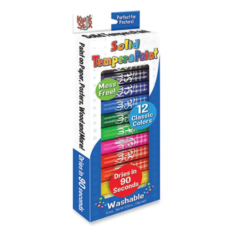 Kwik Stix Tempera Paint Sticks, Regular Size, 0.7" x 3.5", 12 Assorted Colors, 12/Pack - Crayons | TPG Creations