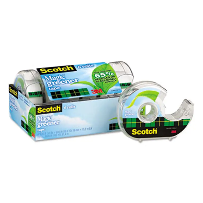 Magic Greener Tape with Dispenser, 1" Core, 0.75" x 50 ft, Clear, 6/Pack - Tape | Scotch