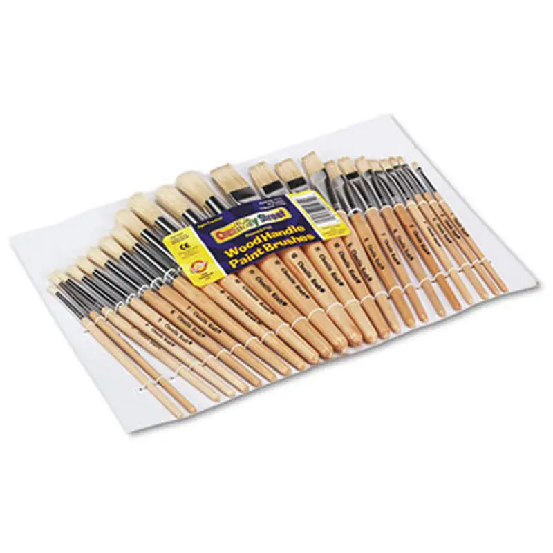 Preschool Brush Set, Sizes 1-12, Natural Bristle, Flat; Round Profiles, 24/Set - Paint Supplies | Creativity Street