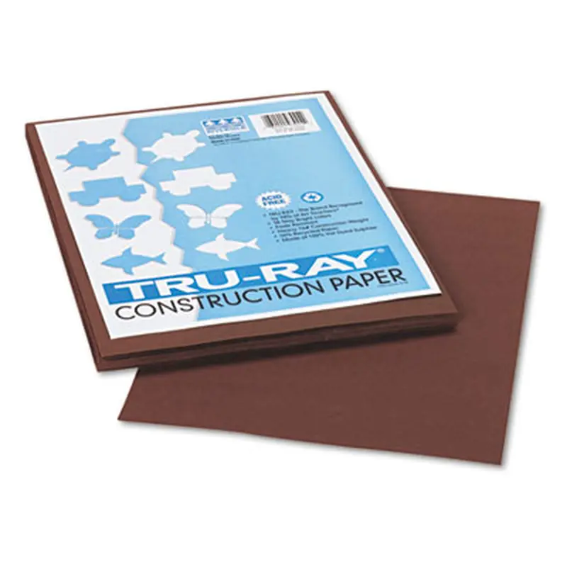 Tru-Ray Construction Paper, 76 lb Text Weight, 9 x 12, Dark Brown, 50/Pack - Art & Design Paper | Pacon