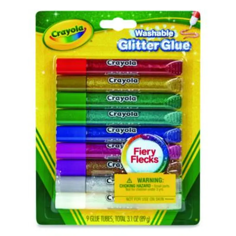 Washable Glitter Glue, 0.35 oz, Assorted Colors, 9/Pack - Glue | Crayola