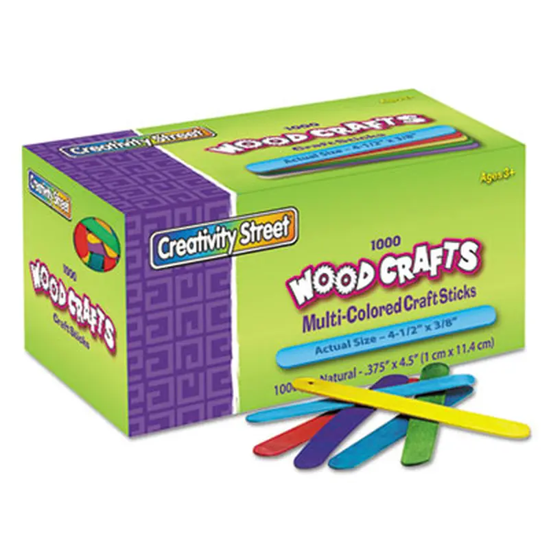 Colored Wood Craft Sticks, 4.5 x 0.38, 1,000/Box - Crafting Embellishments | Creativity Street