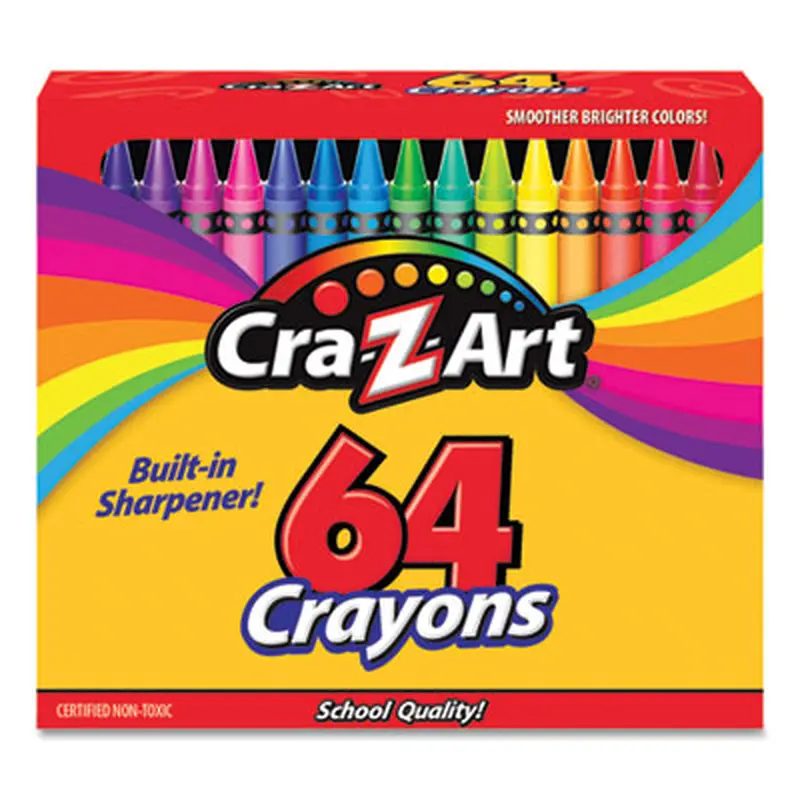 Crayons, Regular Size, 64 Assorted Colors, 16/Pack - Crayons | Cra-Z-Art