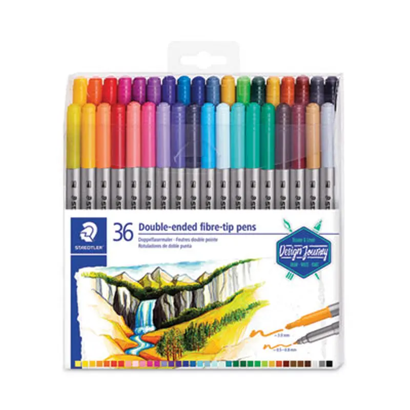 Double Ended Markers, Assorted Bullet Tips, Assorted Colors, 36/Pack - Markers | Staedtler
