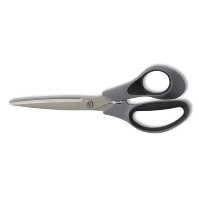 Non-Stick Titanium-Coated Scissors, 8" Long, 3.86" Cut Length, Straight Gray/Black Handle, Gun-Metal Gray Blades - Scissors | TRU RED