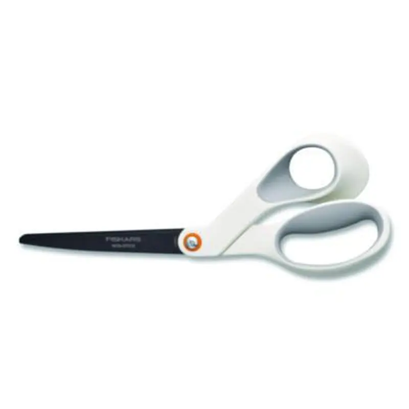 Premier SoftGrip Nonstick Scissors, 9.75" Long, 8" Cut Length, Offset White Handle - Scissors | Fiskars