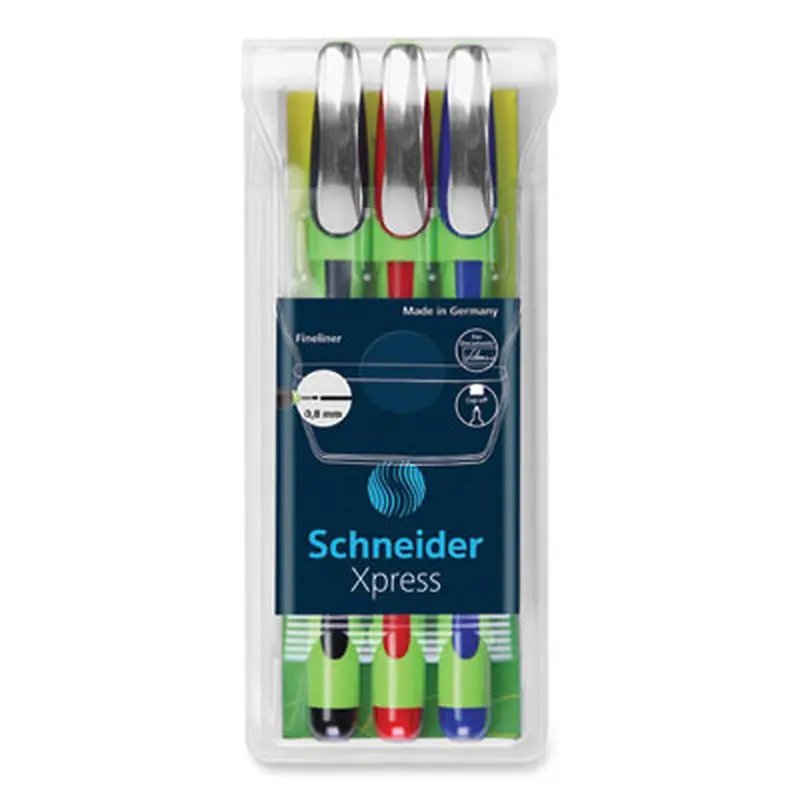 Xpress Fineliner Porous Point Pen, Stick, Medium 0.8 mm, Assorted Ink and Barrel Colors, 3/Pack - Pens | Schneider