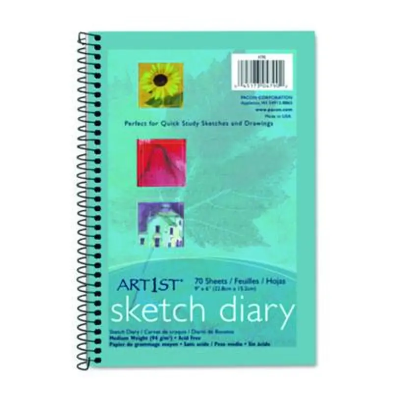 Art1st Sketch Diary, 64 lb Text Paper Stock, Blue Cover, (70) 9 x 6 Sheets - Lab & Design Notebooks | Pacon