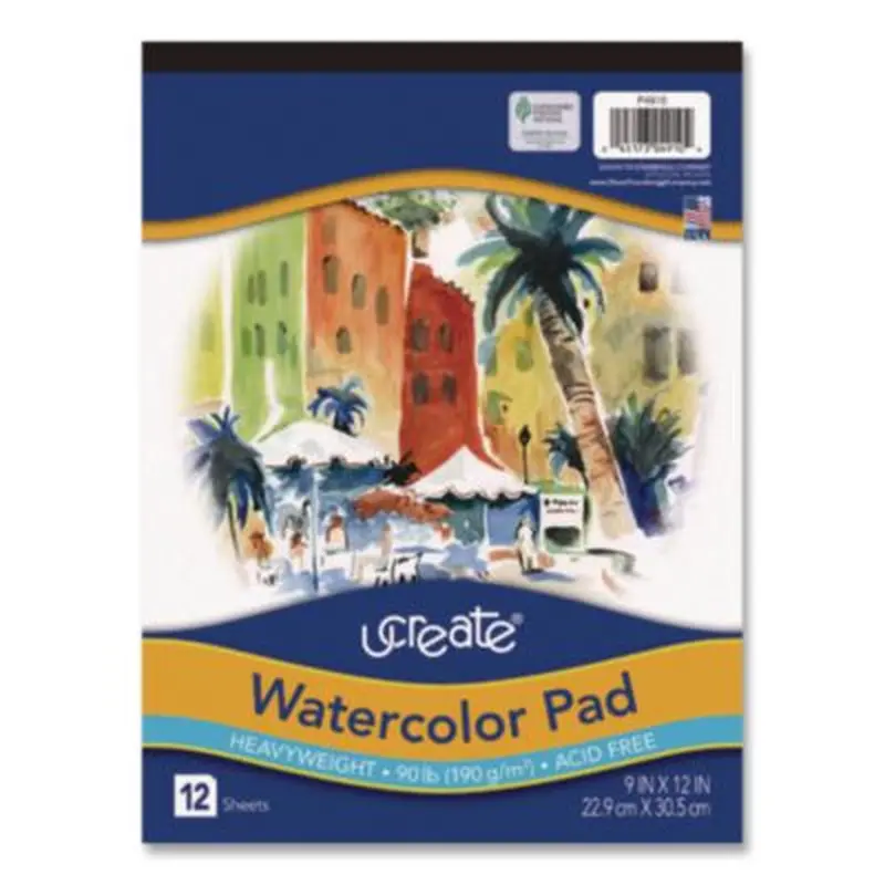 Artist Watercolor Paper Pad, Unruled, Yellow Cover, 12 White 9 x 12 Sheets - Lab & Design Pads | Pacon