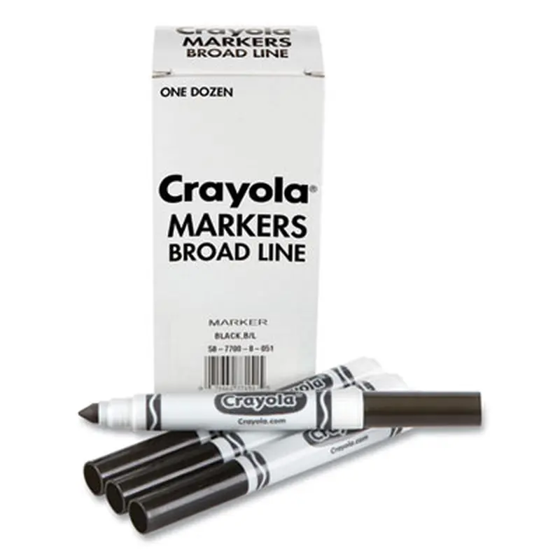 Bulk Broad Line Marker, Broad Bullet Tip, Black, 12/Box - Markers | Crayola
