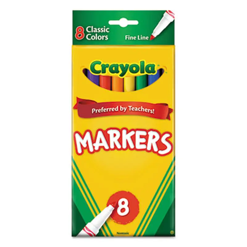 Non-Washable Marker, Fine Bullet Tip, Assorted Classic Colors, 8/Pack - Markers | Crayola