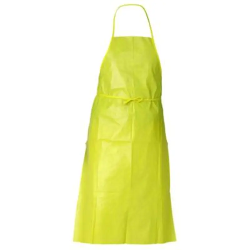 A70 Chemical Spray Protection Aprons, Polyethylene-Coated Fabric, One Size Fits Most, Yellow, 100/Carton - Smocks & Aprons | KleenGuard