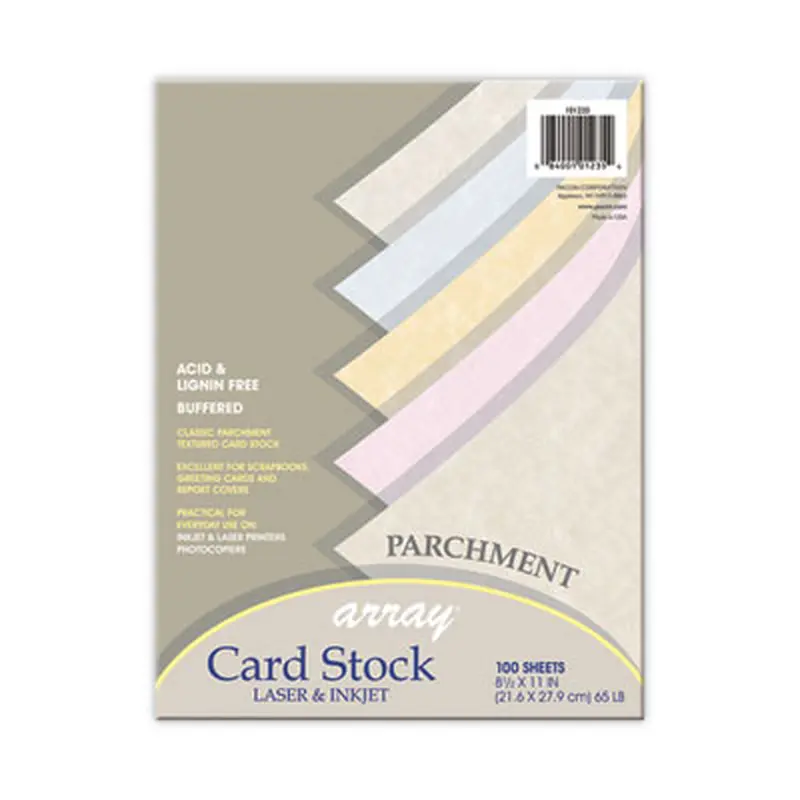 Array Card Stock, 65 lb Cover Weight, 8.5 x 11, Assorted Parchment Colors, 100/Pack - Art & Design Paper | Pacon