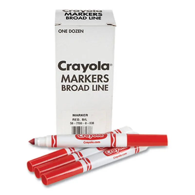 Bulk Broad Line Marker, Broad Bullet Tip, Red, 12/Box - Markers | Crayola