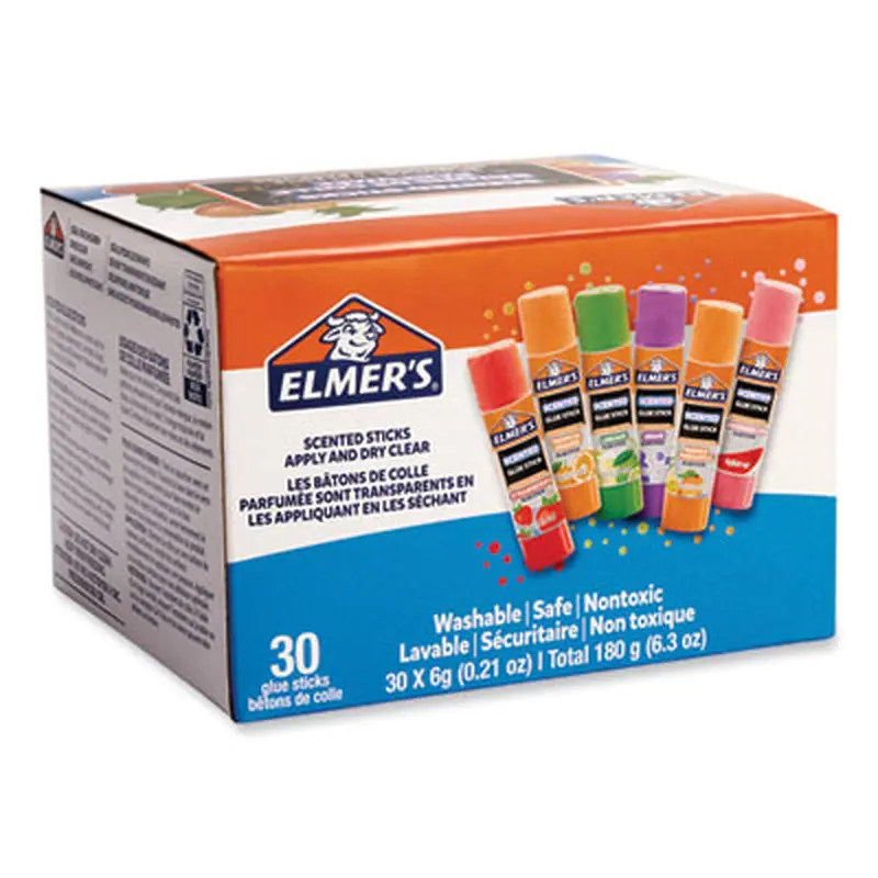 Clear School Glue Stick, Scented, Assorted, 0.21 oz, Dries Clear, 30/Pack - Glue | Elmer's