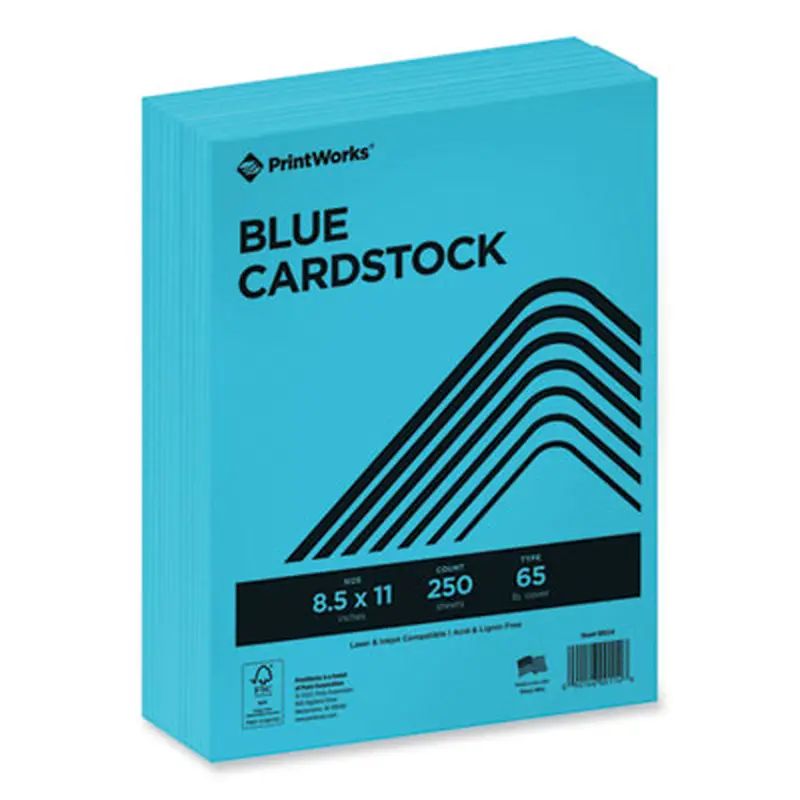Color Cardstock, 65 lb Cover Weight, 8.5 x 11, Blue, 250/Ream - Art & Design Paper | PrintWorks Professional
