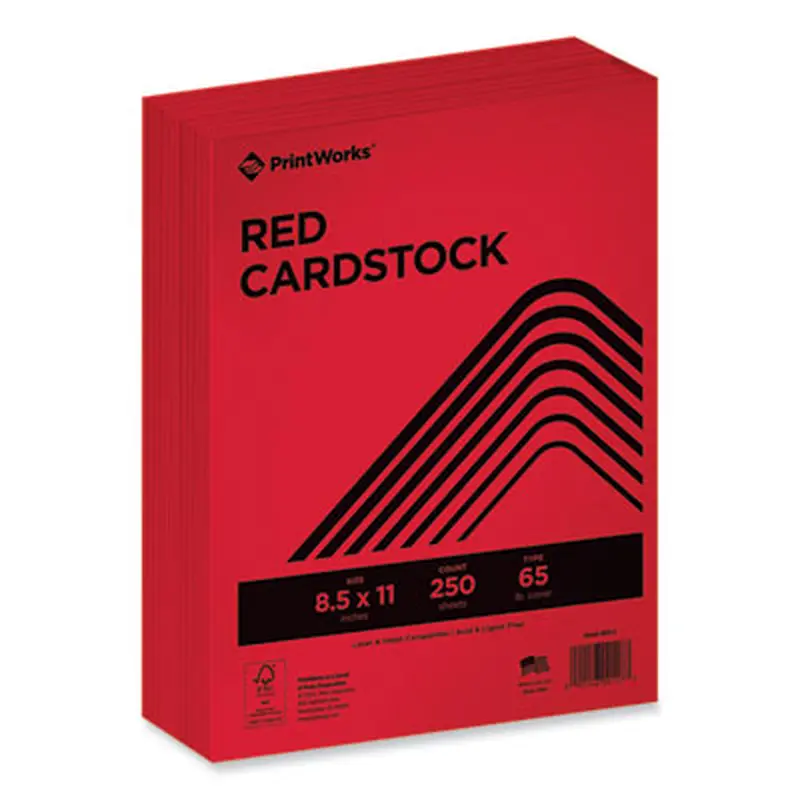 Color Cardstock, 65 lb Cover Weight, 8.5 x 11, Red, 250/Ream - Art & Design Paper | PrintWorks Professional