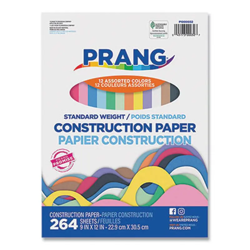 Construction Paper, 9 x 12, Assorted Colors, 264/Pack - Art & Design Paper | Prang