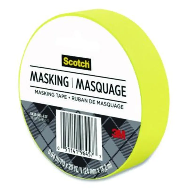 Expressions Masking Tape, 3" Core, 0.94" x 20 yds, Yellow - Tape | Scotch
