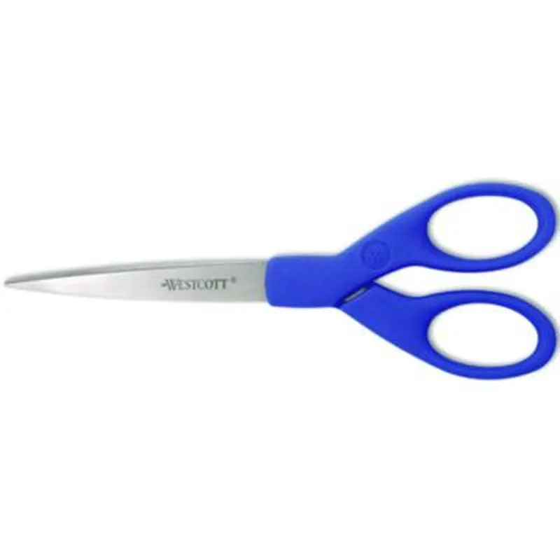 Preferred Line Stainless Steel Scissors, 7" Long, 2.5" Cut Length, Straight Blue Handle - Scissors | Westcott