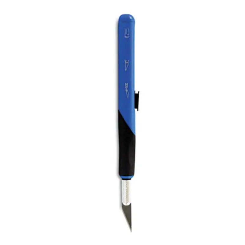 Retract-A-Blade Knife, #11 Blade, 5.25" Plastic Handle, Blue/Black - Hobby Knives | X-ACTO