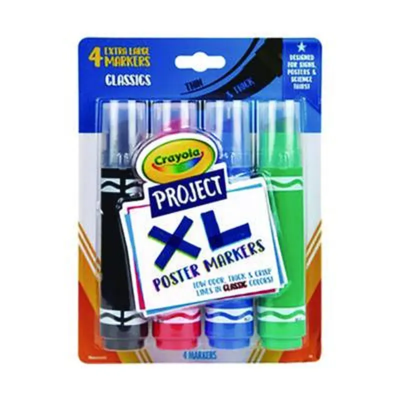 XL Poster Markers, Thin/Thick Chisel Tip, Assorted Classic Colors, 4/Pack - Markers | Crayola