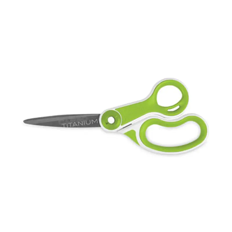 CarboTitanium Bonded Scissors, 8" Long, 3.25" Cut Length, Straight White/Green Handle - Scissors | Westcott