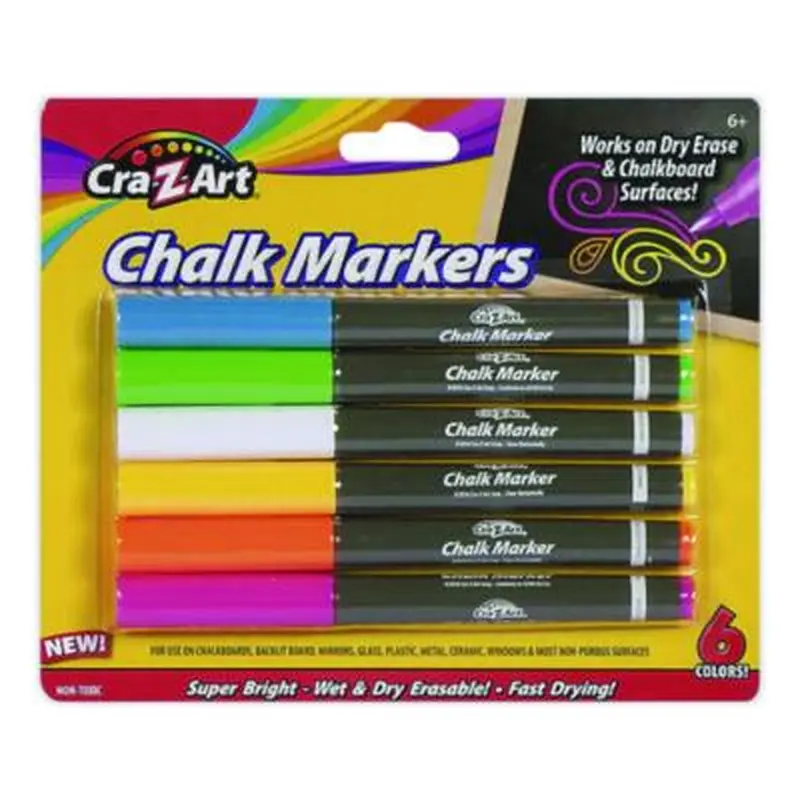 Chalk Markers, Assorted Colors, 6/Pack - Board Markers | Cra-Z-Art