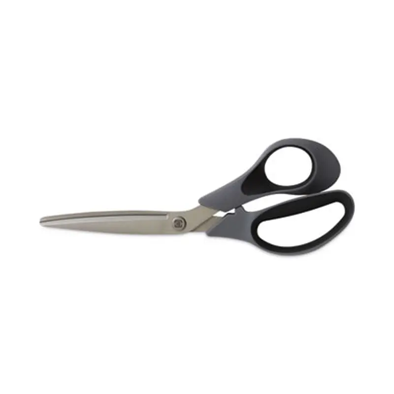 Non-Stick Titanium-Coated Scissors, 8" Long, 3.86" Cut Length, Offset Gray/Black Handle, Gun-Metal Gray Blades - Scissors | TRU RED