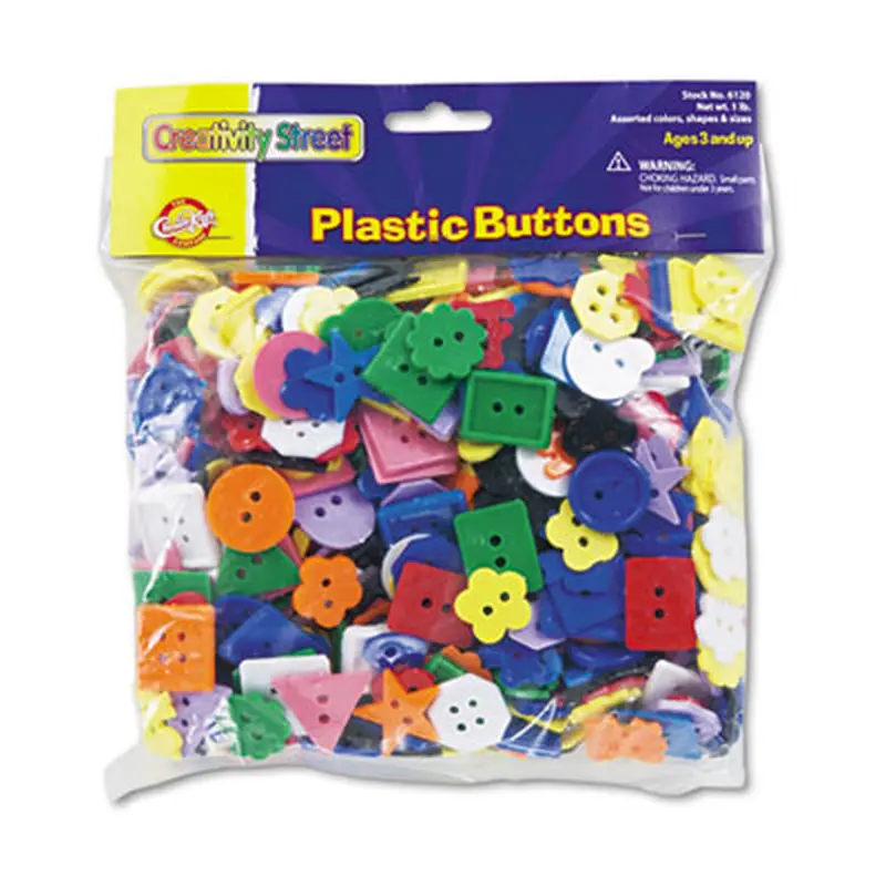Plastic Button Assortment, Assorted Sizes and Colors, 1 lb Bag - Crafting Embellishments | Creativity Street