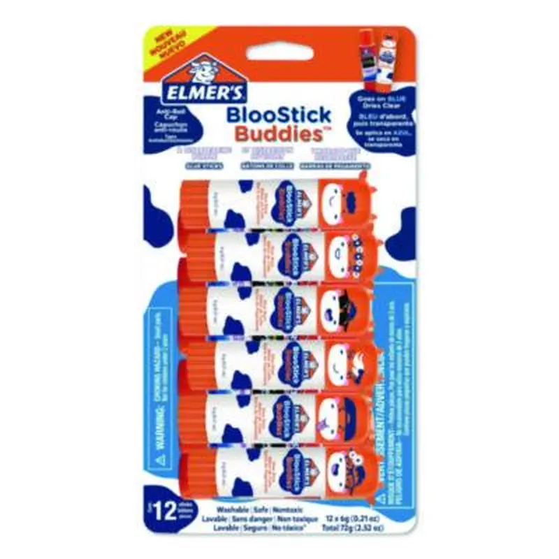 BlooStick Buddies and Disappearing Purple Glue Stick Combo Pack, 0.21 oz, Dries Clear, 12/Pack - Glue | Elmer's
