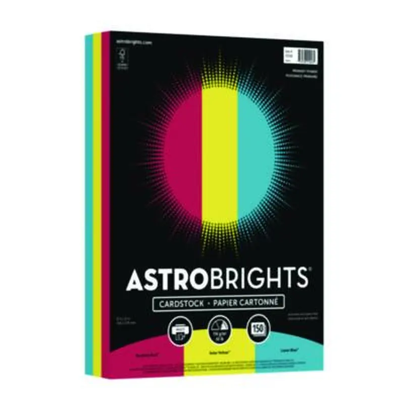 Color Cardstock -"Primary" Assortment, 65 lb Cover Weight, 8.5 x 11, Assorted Primary Colors, 150/Pack - Art & Design Paper | Astrobrights