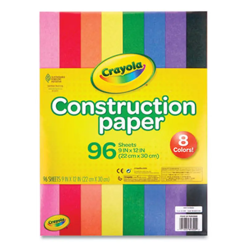 Construction Paper, 9 x 12, Assorted Colors, 96 Sheets/Pack - Art & Design Paper | Crayola