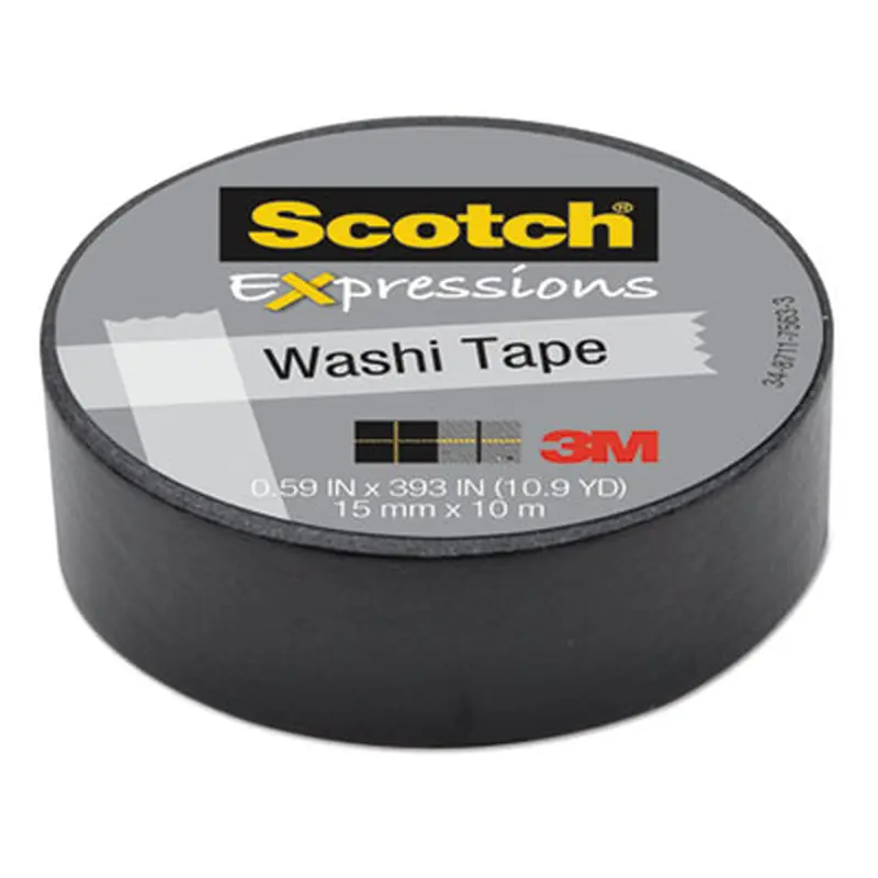 Expressions Washi Tape, 1.25" Core, 0.59" x 32.75 ft, Black - Tape | Scotch