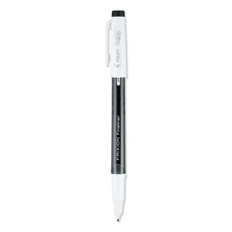 FriXion Fineliner Erasable Porous Point Pen, Stick, Fine 0.6 mm, Black Ink, Black/White Barrel, Dozen - Pens | Pilot