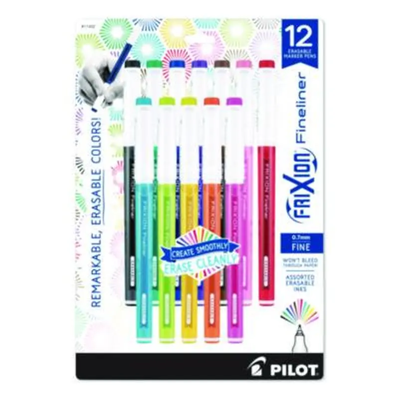 FriXion Fineliner Erasable Porous Point Pen, Stick, Fine 0.7 mm, Assorted Ink, Assorted Barrel, 12/Pack - Pens | Pilot