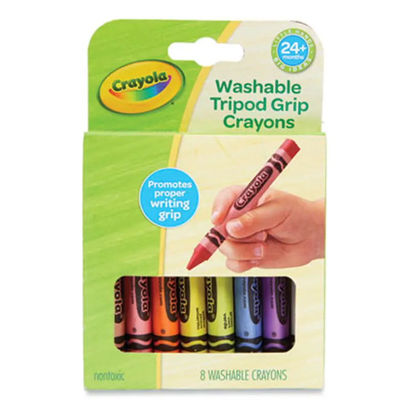 Washable Tripod Grip Crayons, Regular Size, 8 Assorted Colors, 8/Box - Crayons | Crayola