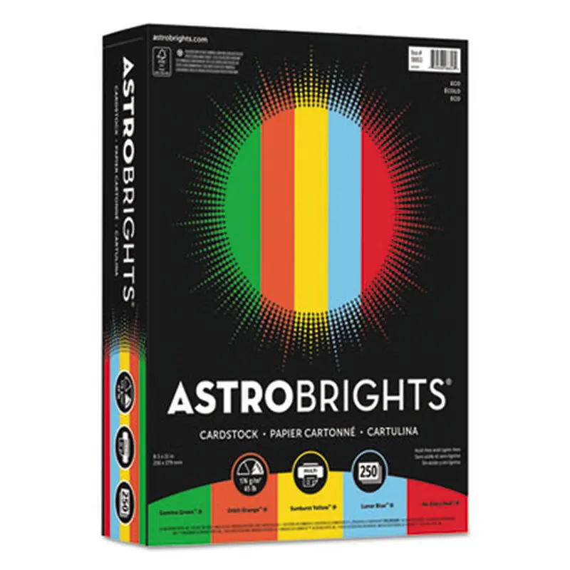 Color Cardstock -"Eco" Assortment, 65 lb Cover Weight, 8.5 x 11, Assorted, 250/Pack - Art & Design Paper | Astrobrights