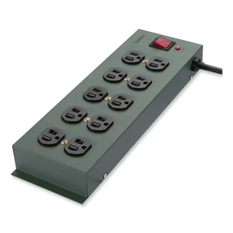 Metal SurgeMaster Surge Protector, 10 AC Outlets, 15 ft Cord, 885 J, Dark Gray - Surge Protectors | Belkin