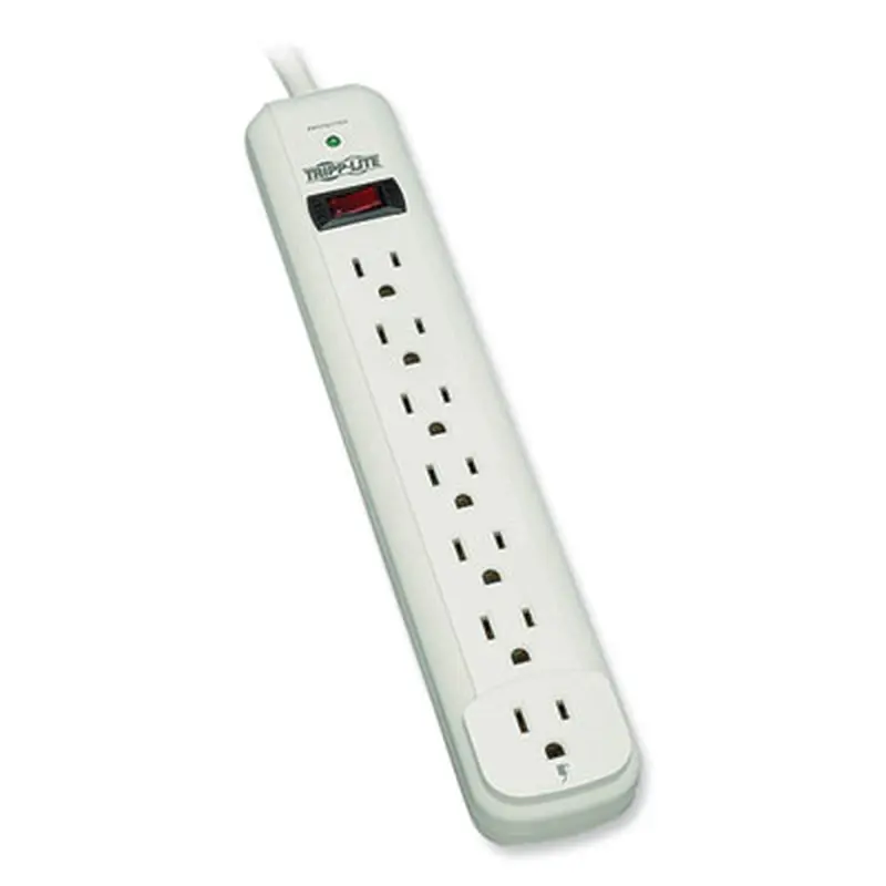 Protect It! Surge Suppressor, 7 AC Outlets, 12 ft Cord, 1,080 J, Light Gray - Surge Protectors | Tripp Lite by Eaton
