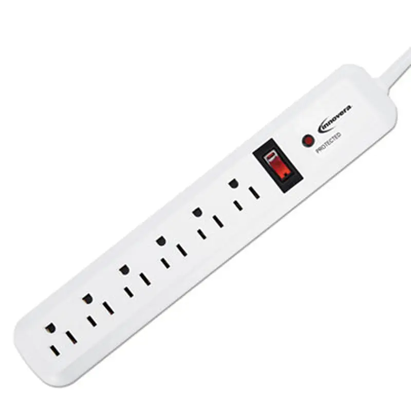 Surge Protector, 6 AC Outlets, 4 ft Cord, 540 J, White - Surge Protectors | Innovera