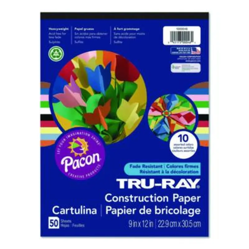 Tru-Ray Construction Paper, 9 x 12, Assorted Colors, 50 Sheets/Pad - Art & Design Paper | Pacon