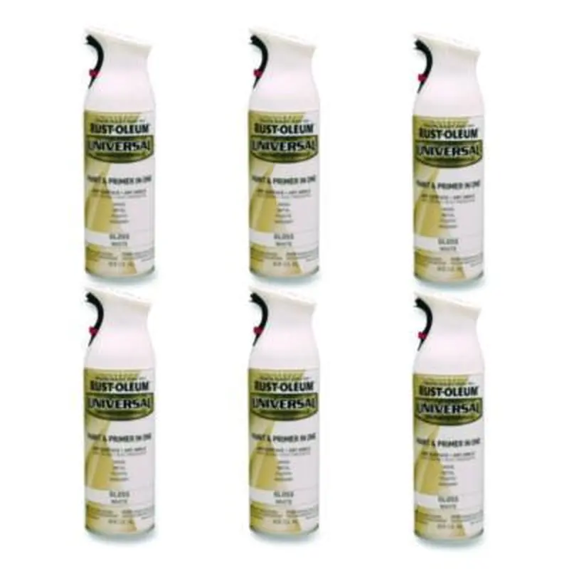Universal Premium Spray Paint, Gloss White, 12 oz Aerosol Can, 6/Carton - Paint | Rust-Oleum