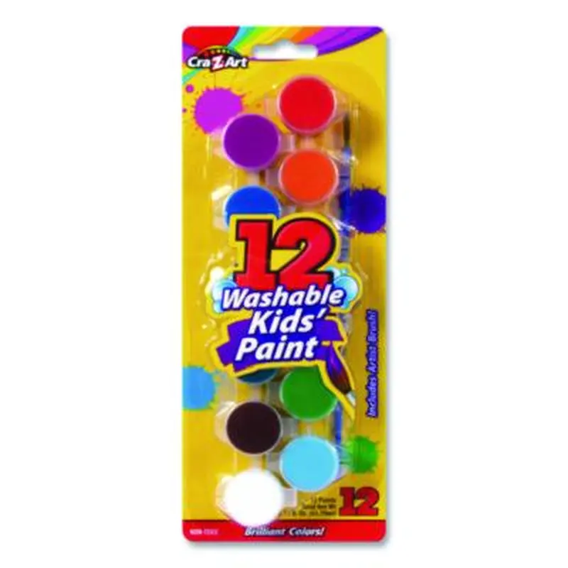 Washable Kids' Paint Set, with Artist Brush, 12 Assorted Colors/Pack - Paint | Cra-Z-Art