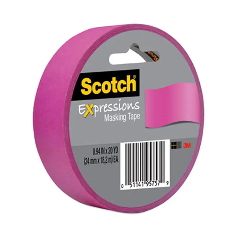 Expressions Masking Tape, 3" Core, 0.94" x 20 yds, Fuchsia - Tape | Scotch