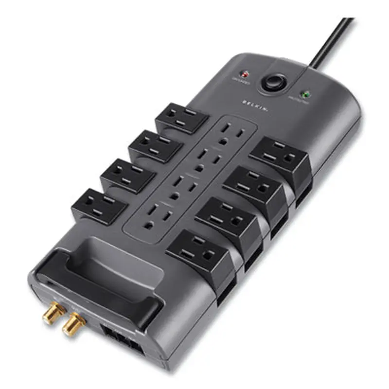 Pivot Plug Surge Protector, 12 AC Outlets, 8 ft Cord, 4,320 J, Gray - Surge Protectors | Belkin