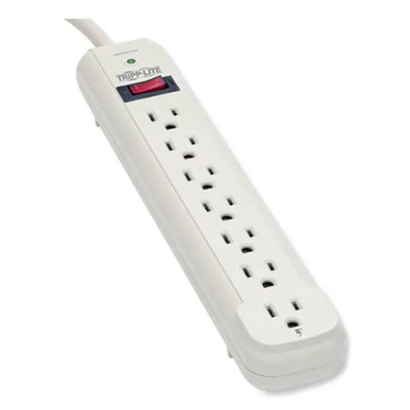Protect It! Surge Suppressor, 7 AC Outlets, 25 ft Cord, 1,080 J, Light Gray - Surge Protectors | Tripp Lite by Eaton