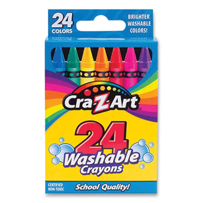 Washable Crayons, Regular Size, 24 Assorted Colors, 24/Pack - Crayons | Cra-Z-Art