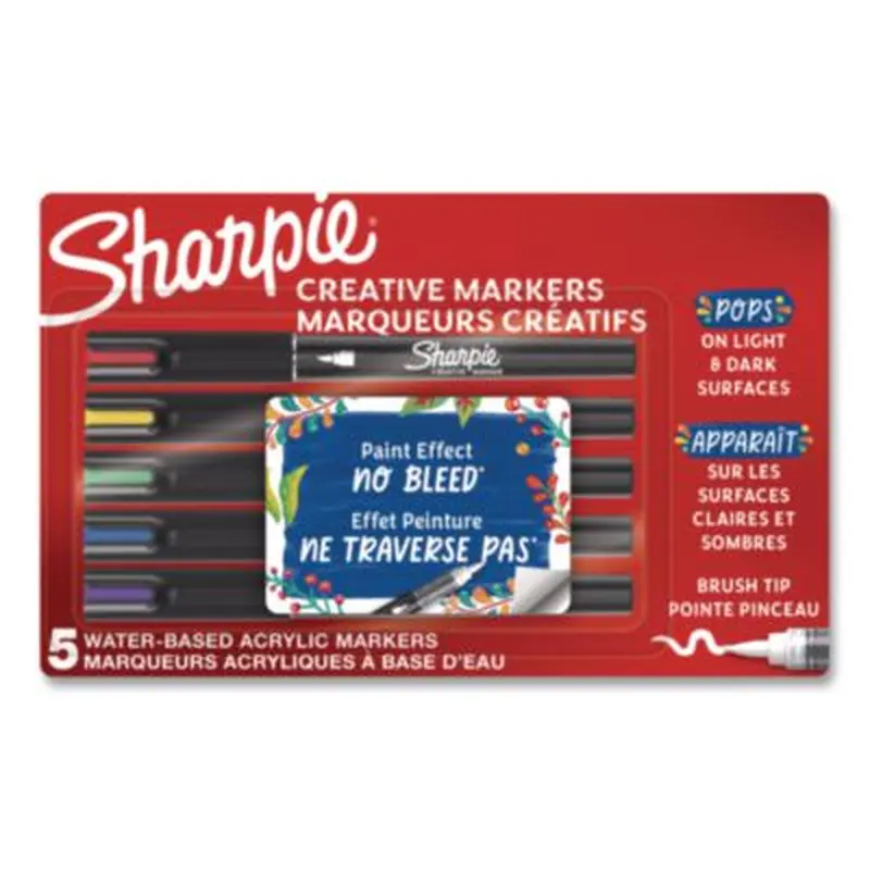 Creative Markers, Fine Brush Tip, Assorted Colors, 5/Pack - Markers | Sharpie